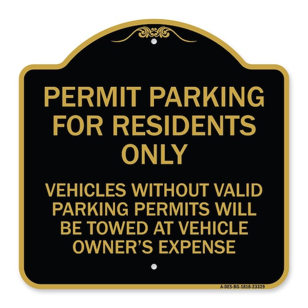 Permit Parking for Residents Vehicles w/o Valid Parking Permits Towe Alum, 18" x 18", BG-1818-23329